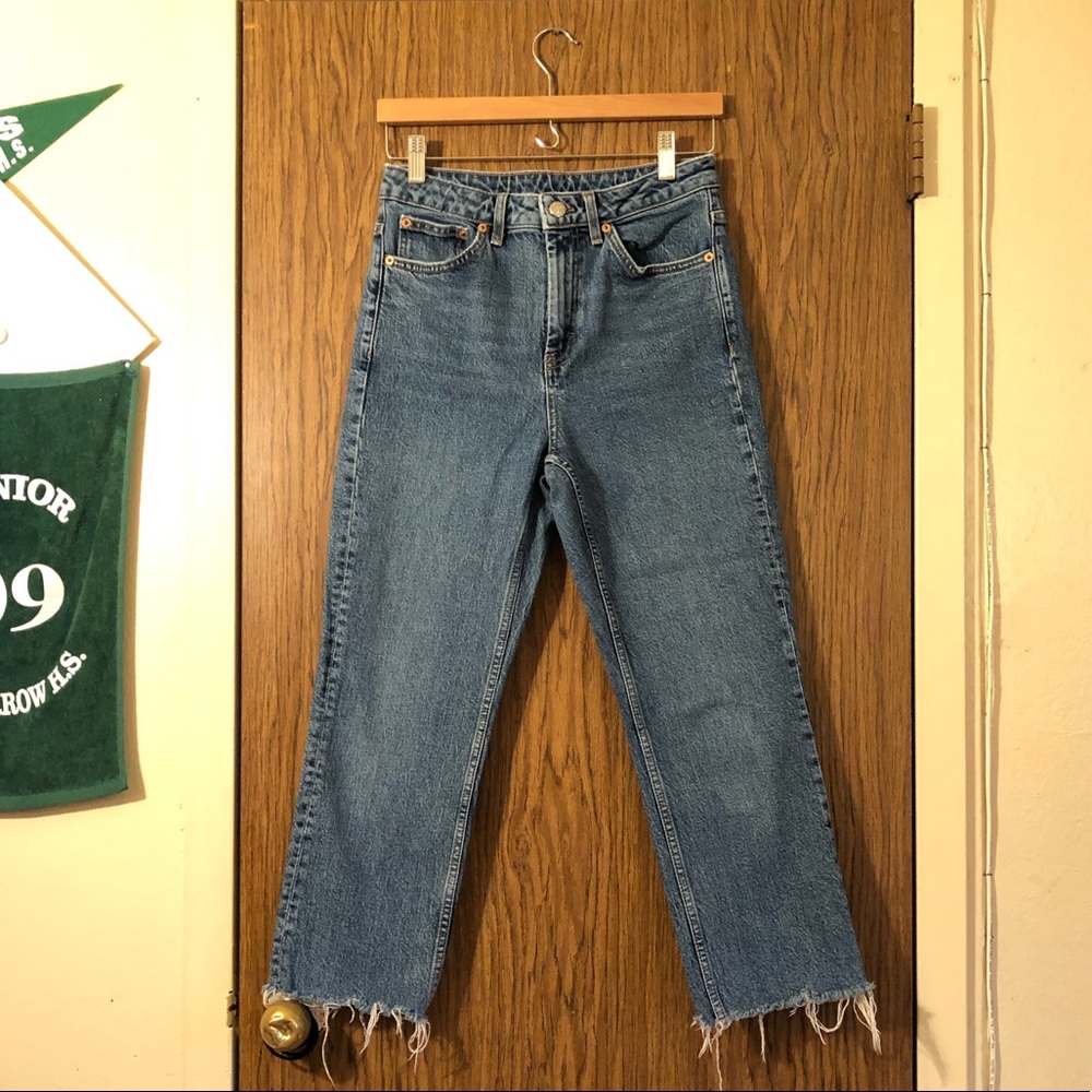 Topshop Raw Hem Straight Jeans 28